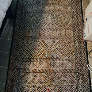 Unique Vintage Geometric Pattern Runner - Red and Black 4.5’X2’